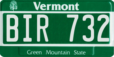 VT license plate BIR732