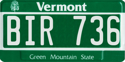 VT license plate BIR736