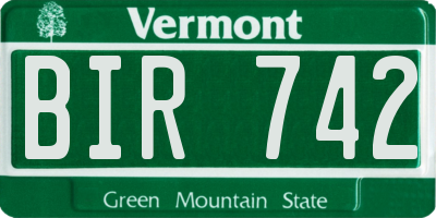 VT license plate BIR742