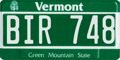 VT license plate BIR748