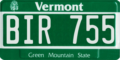 VT license plate BIR755