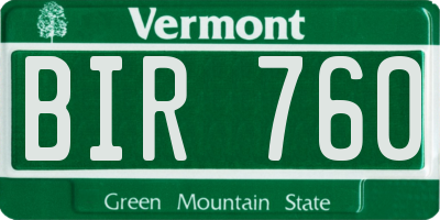VT license plate BIR760