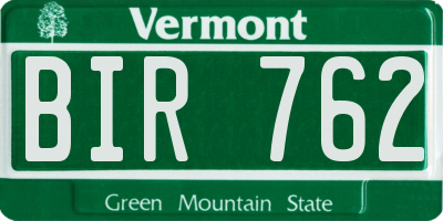 VT license plate BIR762