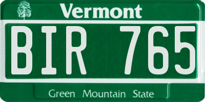 VT license plate BIR765