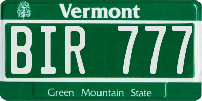 VT license plate BIR777