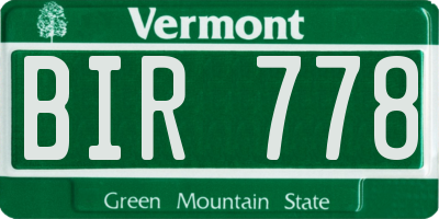 VT license plate BIR778