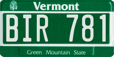 VT license plate BIR781