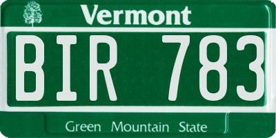 VT license plate BIR783