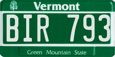 VT license plate BIR793