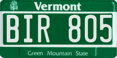 VT license plate BIR805
