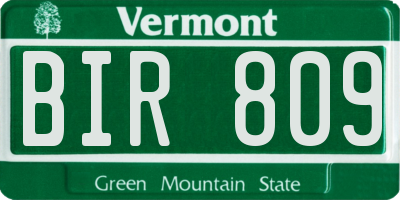 VT license plate BIR809