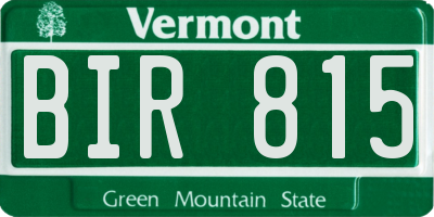 VT license plate BIR815