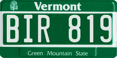 VT license plate BIR819