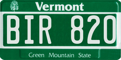 VT license plate BIR820