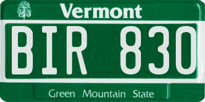 VT license plate BIR830