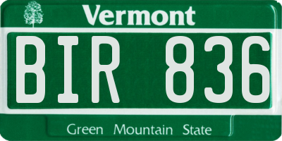 VT license plate BIR836