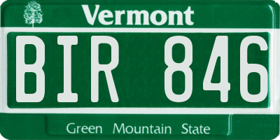 VT license plate BIR846