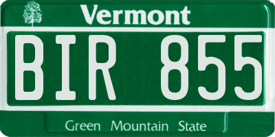VT license plate BIR855
