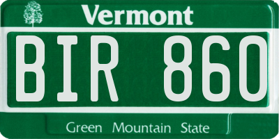 VT license plate BIR860