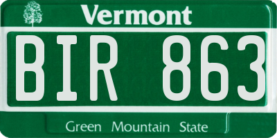 VT license plate BIR863