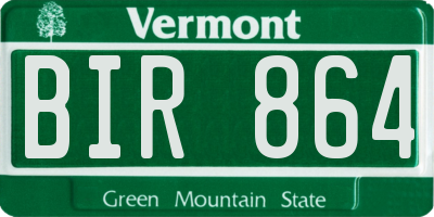 VT license plate BIR864