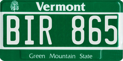 VT license plate BIR865