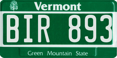 VT license plate BIR893