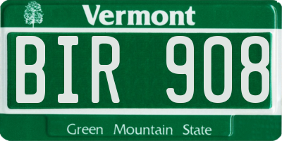 VT license plate BIR908