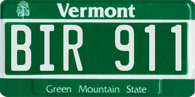 VT license plate BIR911