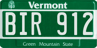 VT license plate BIR912