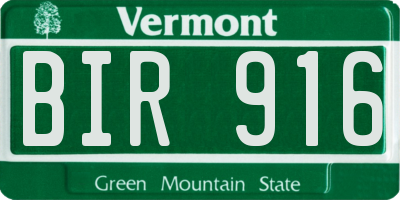 VT license plate BIR916