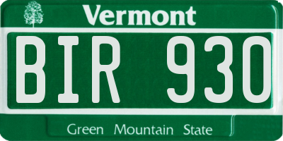 VT license plate BIR930