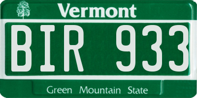 VT license plate BIR933