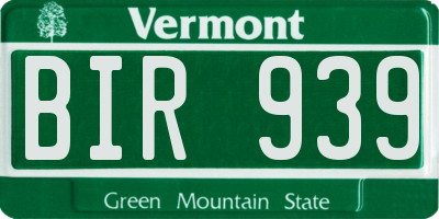 VT license plate BIR939