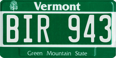 VT license plate BIR943