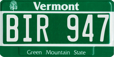 VT license plate BIR947