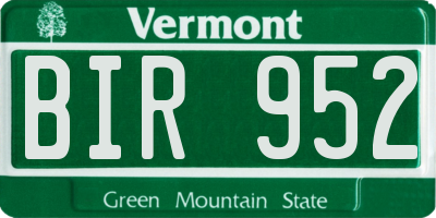 VT license plate BIR952