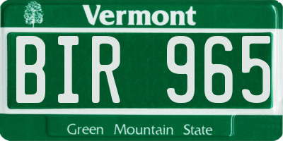 VT license plate BIR965