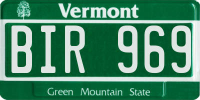 VT license plate BIR969