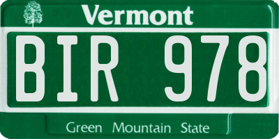 VT license plate BIR978