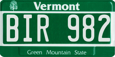 VT license plate BIR982