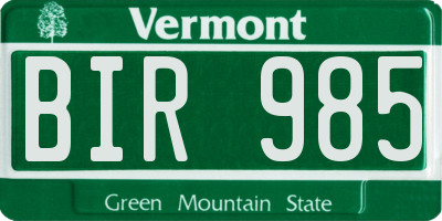 VT license plate BIR985