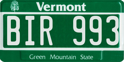 VT license plate BIR993