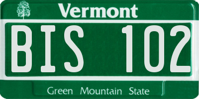 VT license plate BIS102