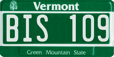 VT license plate BIS109