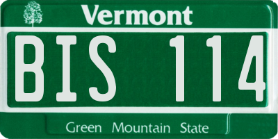 VT license plate BIS114
