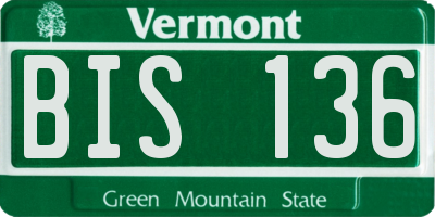 VT license plate BIS136