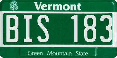 VT license plate BIS183