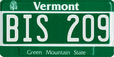 VT license plate BIS209