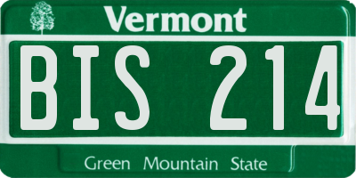 VT license plate BIS214